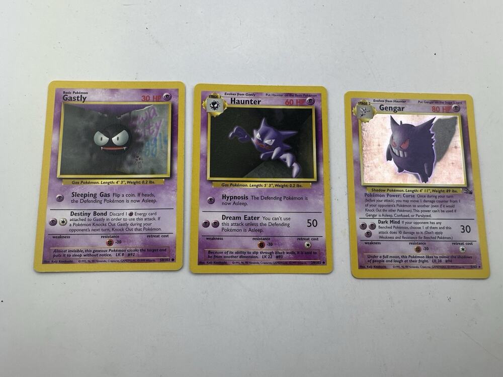Gengar 5/62 Haunter Ghastly Fossil Holo Rare Pokemon Card Lot Vintage 1999 WOTC
